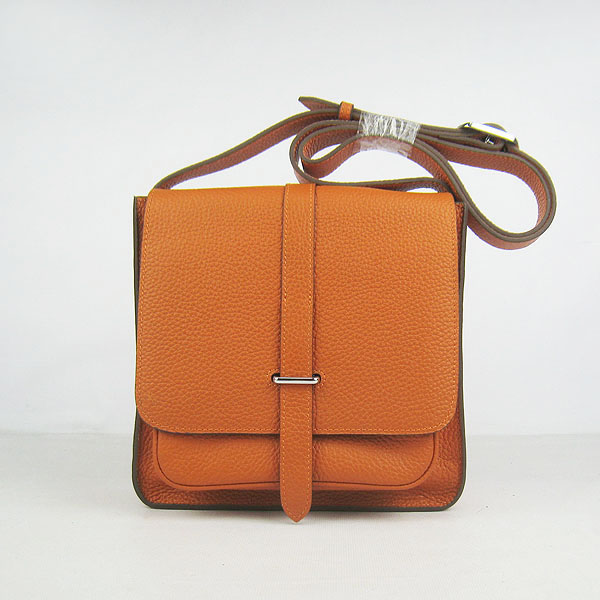 7A Hermes Togo Leather Messenger Bag Orange h2811 Replica